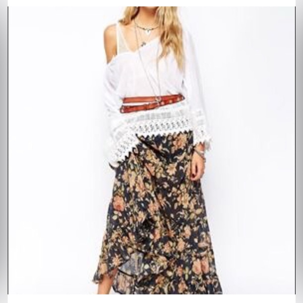 Ralph Lauren Denim Supply Floral Cotton Maxi Skirt Size XS vintage euro summer